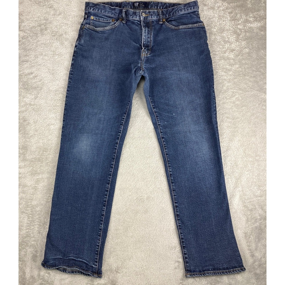 Gap Denim Mens Straight Leg Jeans Blue Medium Wash‎ Stretch 36x32 (36x31)